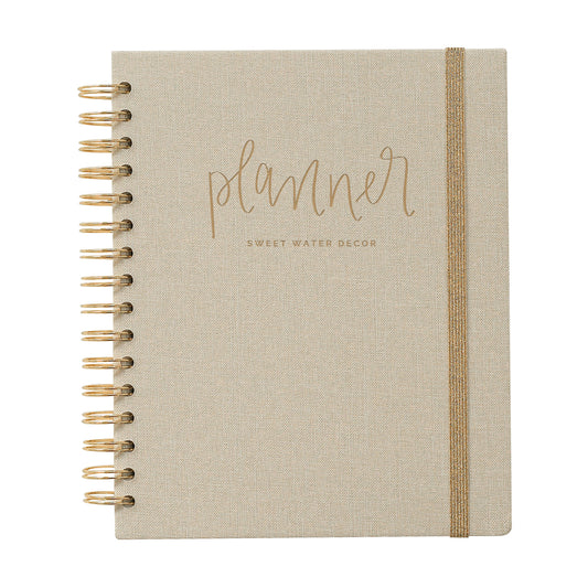 Tan and Gold Spiral Bound Undated Planner