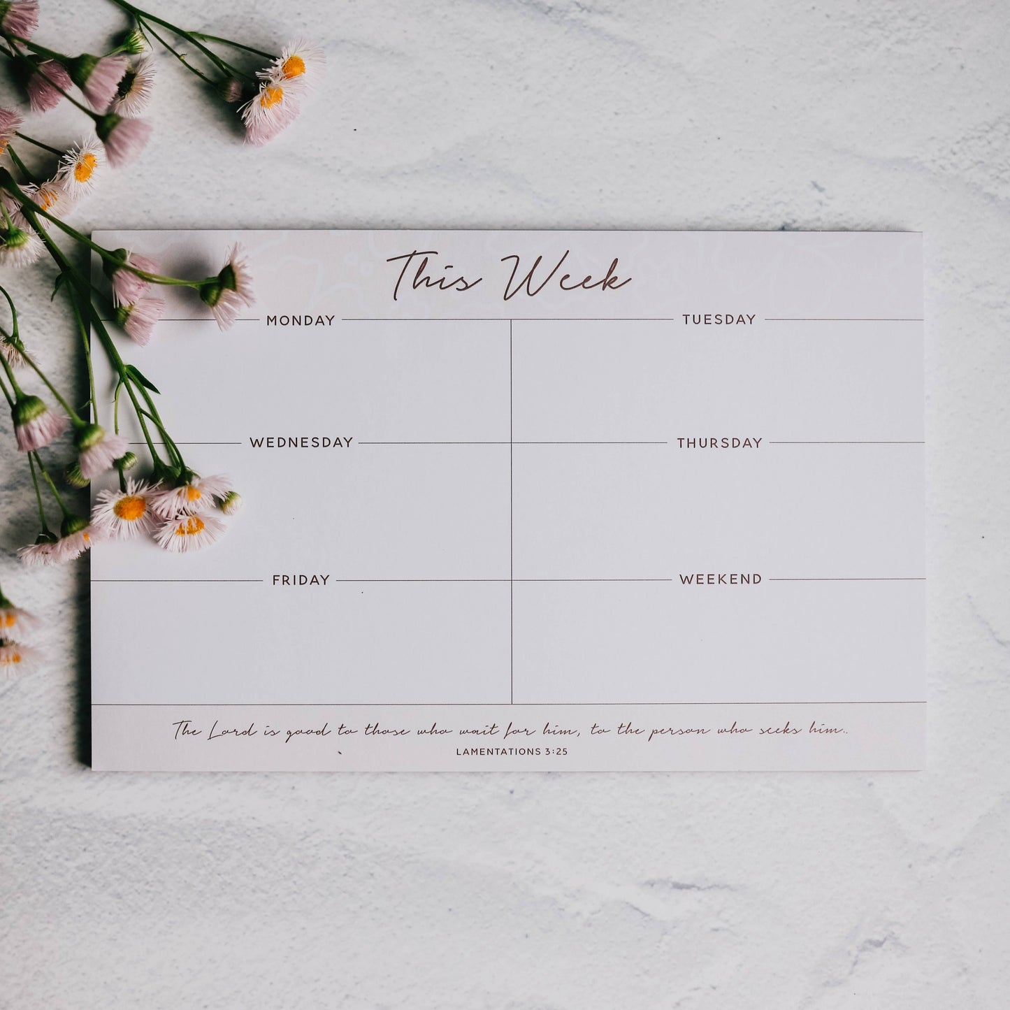 Weekly Overview Notepad - Blush Floral