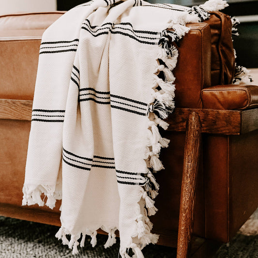 Taylor Turkish Throw Blanket - Three Stripe